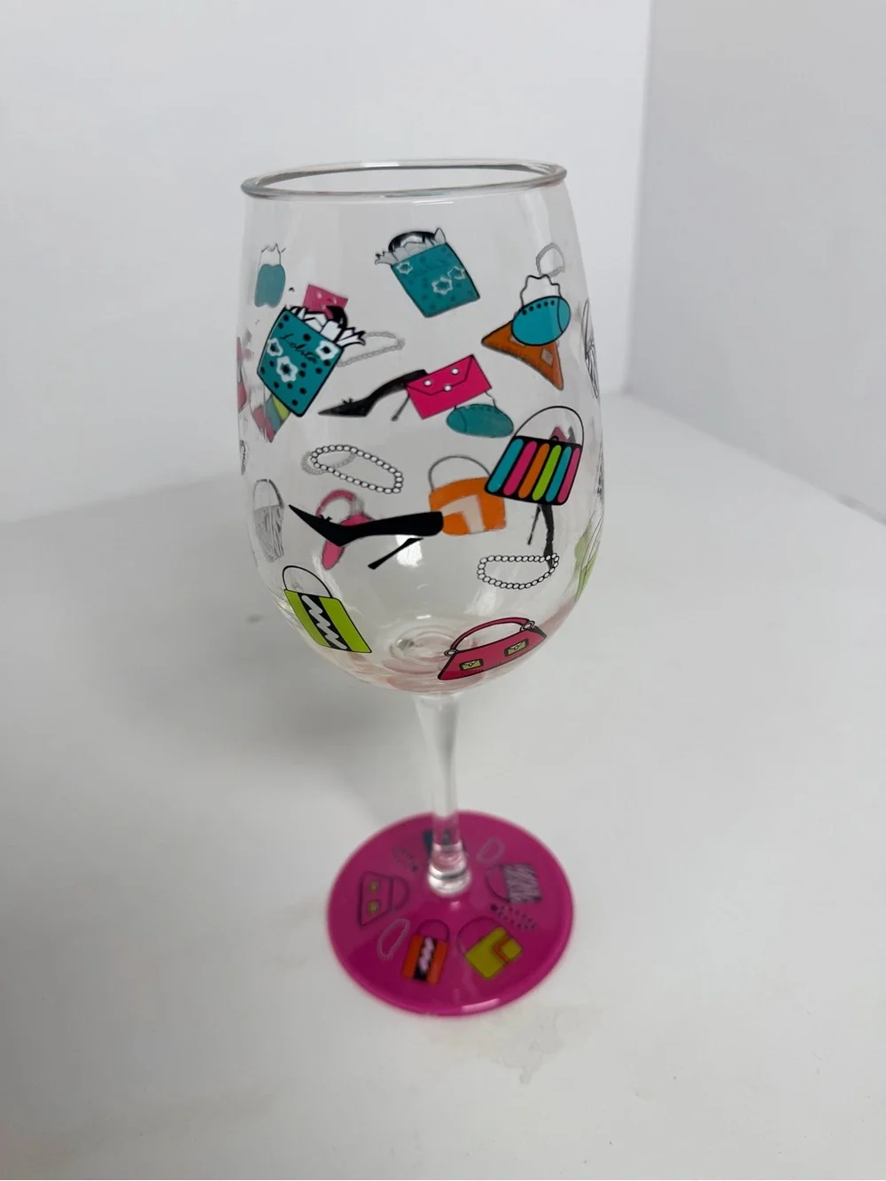 Lolita “Shopaholic, Too” Plastic Wine Glass Pink Purse & Shoe Design